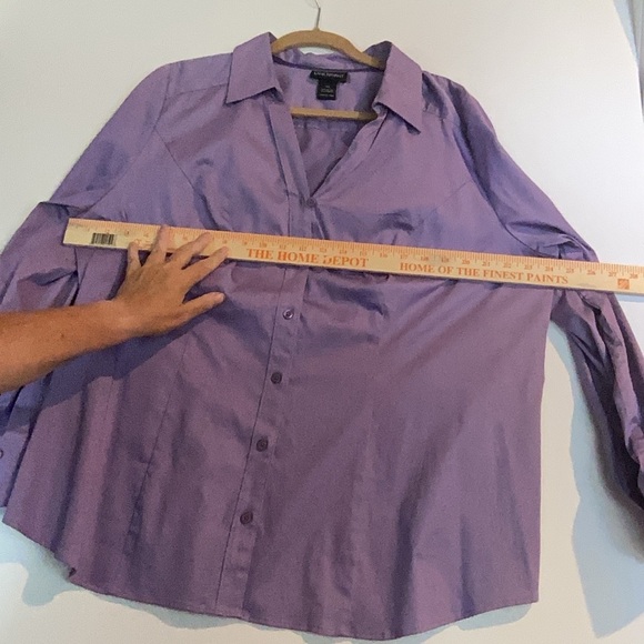 Lane Bryant Purple Button-Front Blouse • Plus Size 20 • 97% Cotton / 3% Spandex - Picture 6 of 9
